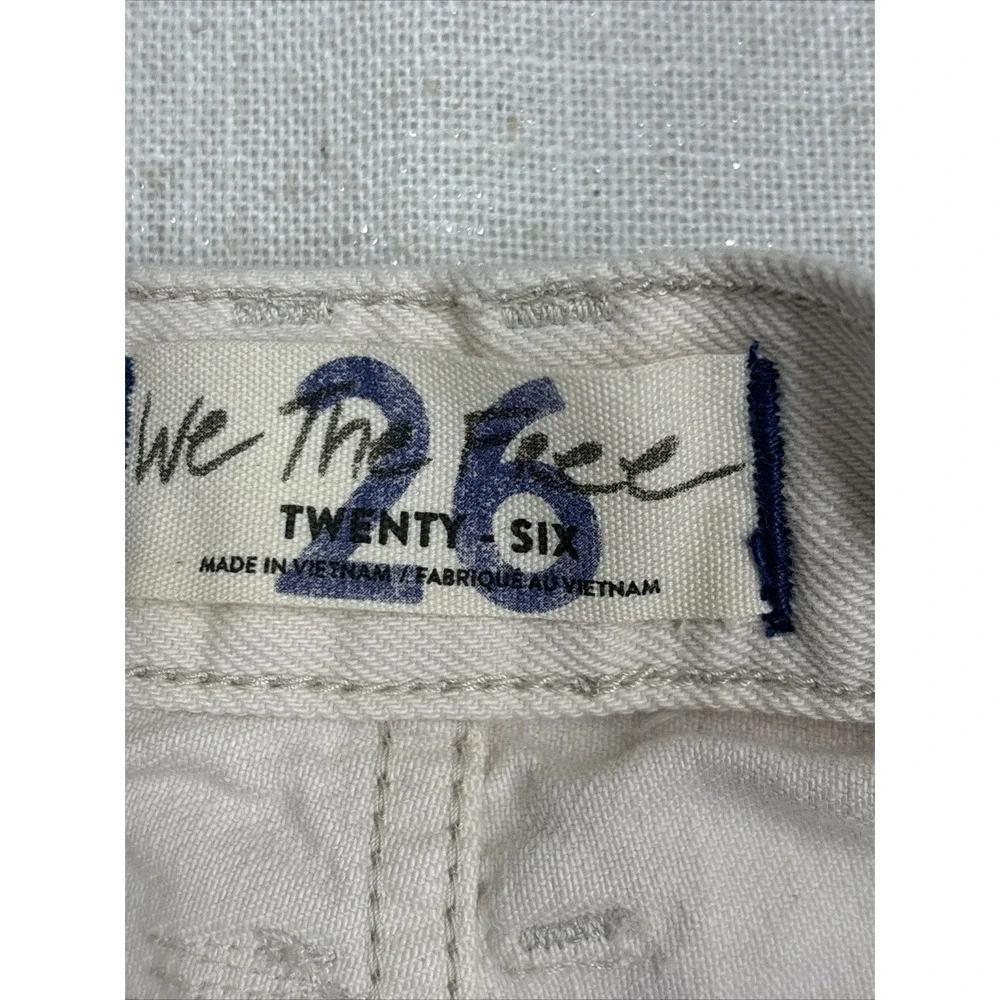 We The Free Women's 26 Button Fly Shorts, Off-White,‎ Distressed, Free People